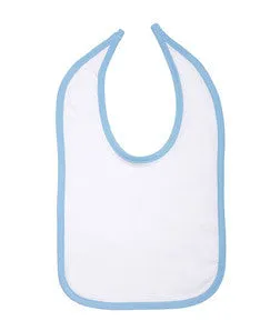1004 Rabbit Skins Infant Jersey Contrast Trim Closure Bib White/ Light Blue