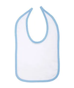 1004 Rabbit Skins Infant Jersey Contrast Trim Closure Bib White/ Light Blue