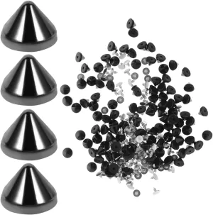 100Pcs Black Plastic Craft Rivets, Studs for Clothing, Purse Accessories, Diy Crafting, Punk Style Spikes for Jackets, Belts, Bags, Shoes, 0.27*0.23*0.23 Inch