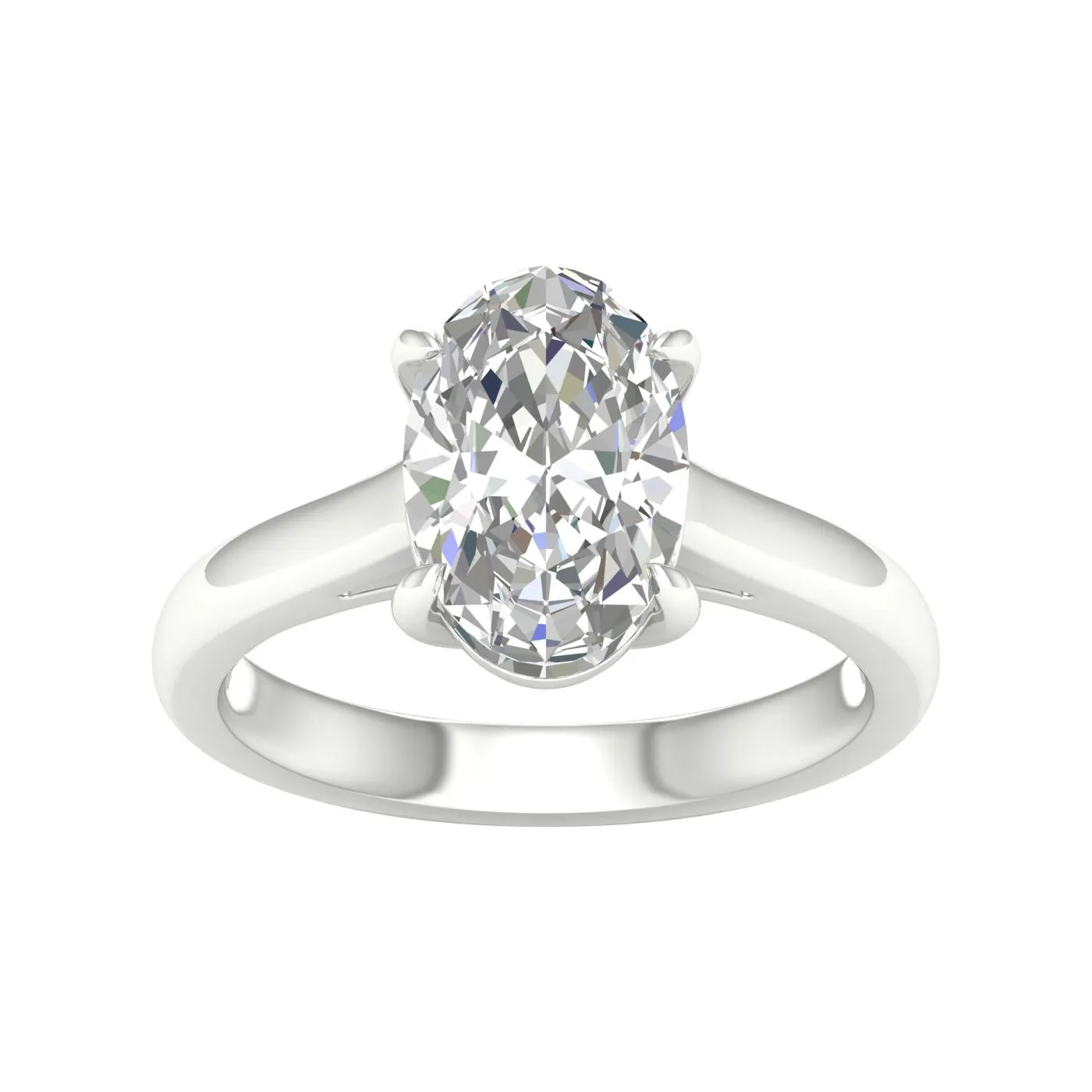 14K White Gold Lab Grown 2.99ct Oval Solitaire Diamond Engagement Ring