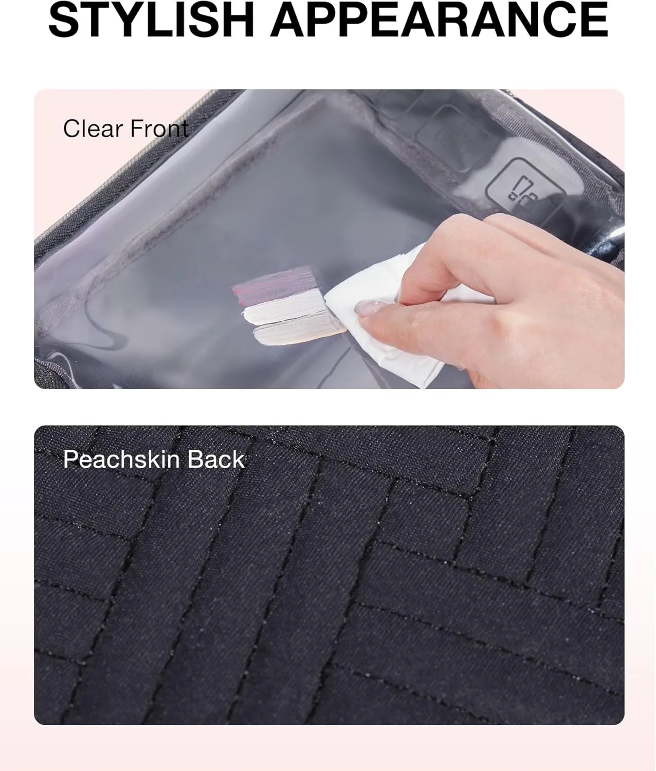 BAGSMART TSA Approved Toiletry Bag, 2 Pack Clear Makeup Cosmetic Bag Organizer, Quart Size Travel Bag for Toiletries, Carry-on Travel Accessories Essentials - Black