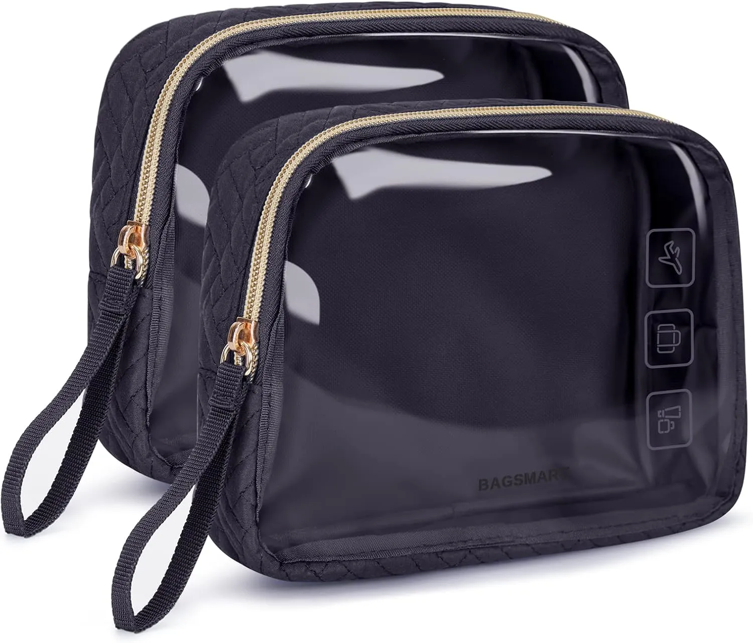 BAGSMART TSA Approved Toiletry Bag, 2 Pack Clear Makeup Cosmetic Bag Organizer, Quart Size Travel Bag for Toiletries, Carry-on Travel Accessories Essentials - Black