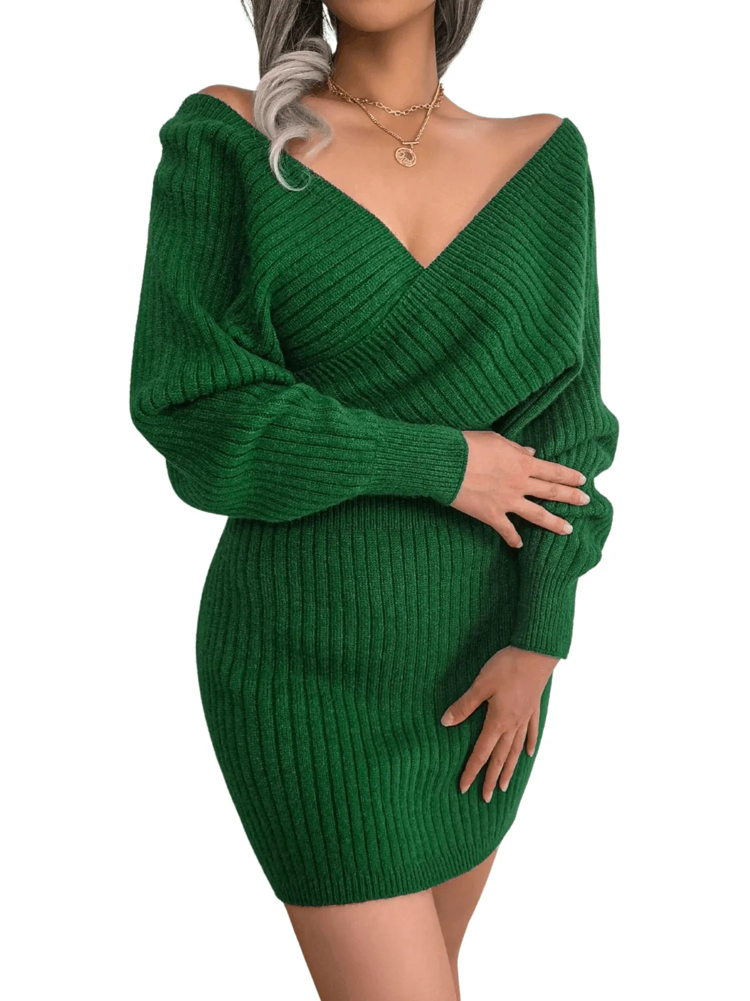 Bodycon Mini Sweater Dresses For Women 2025 Casual Long Sleeve Knit Dress