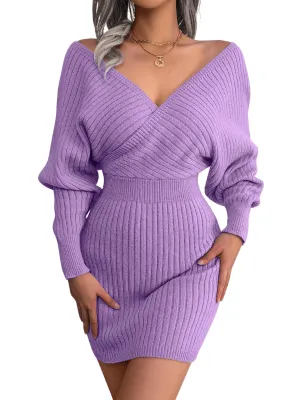 Bodycon Mini Sweater Dresses For Women 2025 Casual Long Sleeve Knit Dress