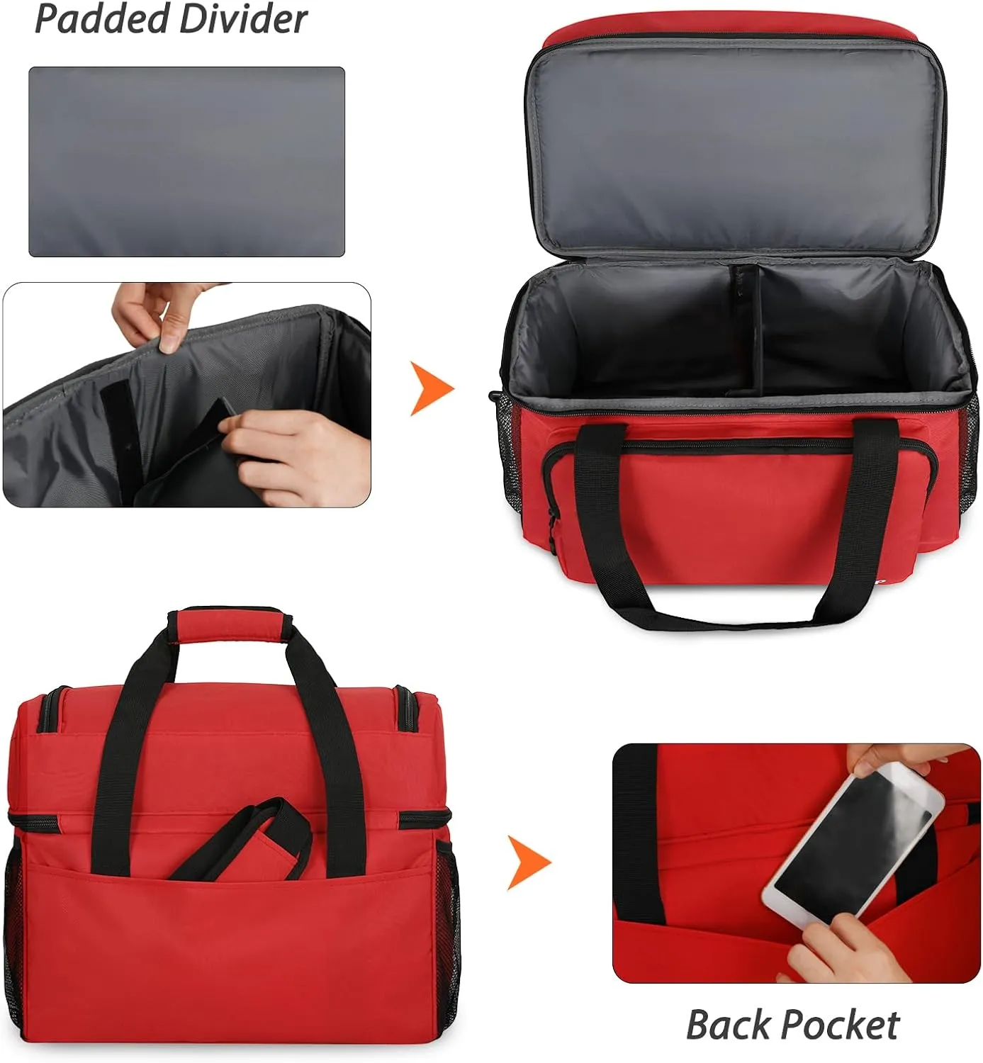 Bowling Ball Bag with Double Ball Holder - Fits Bowling Shoes Up to Mens Size 16