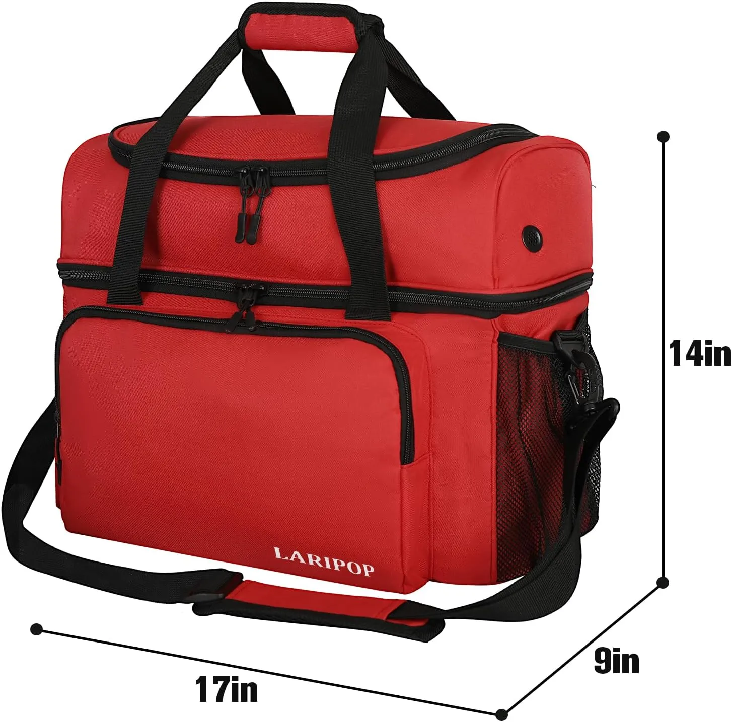 Bowling Ball Bag with Double Ball Holder - Fits Bowling Shoes Up to Mens Size 16