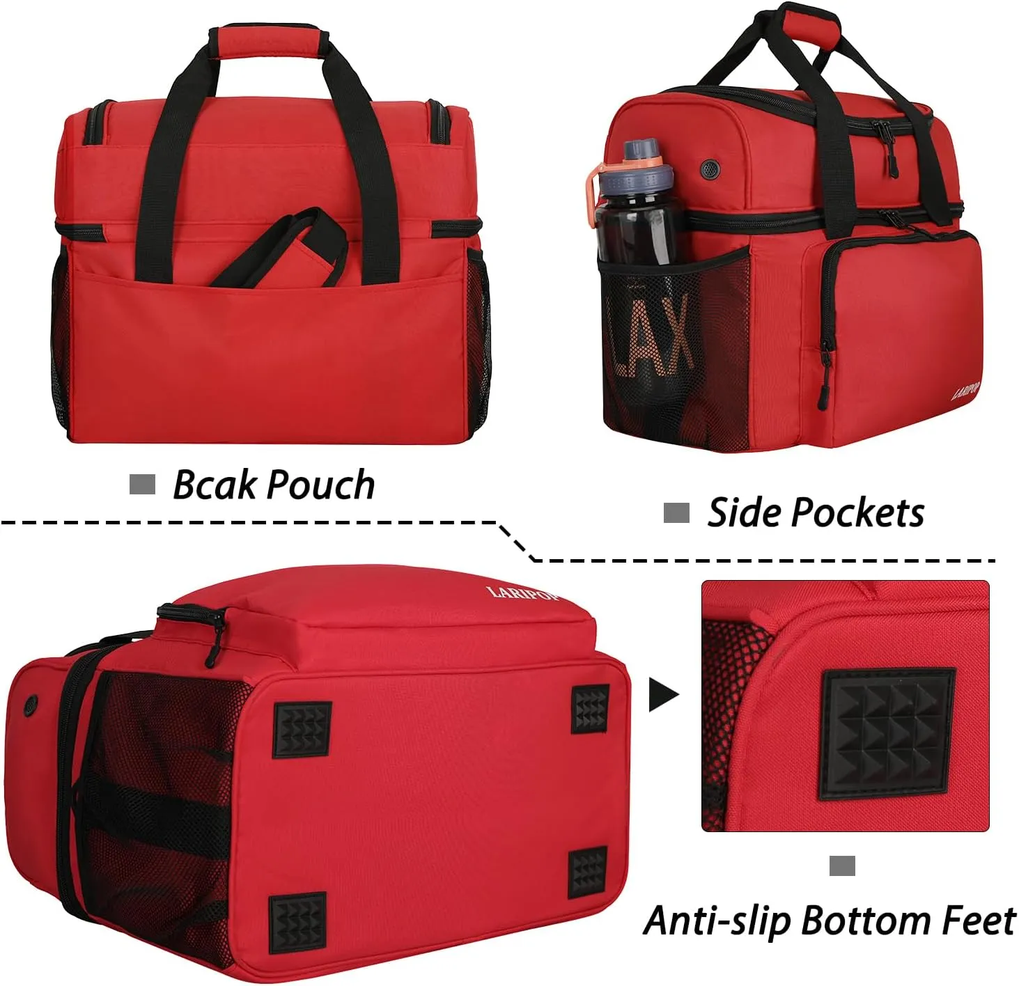 Bowling Ball Bag with Double Ball Holder - Fits Bowling Shoes Up to Mens Size 16