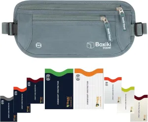 Boxiki Travel Money Belt with RFID Sleeves Set - Secure Travel Pouch and RFID Card Holder to Protect Cash, Credit Cards and Travel Documents for Men and Women
