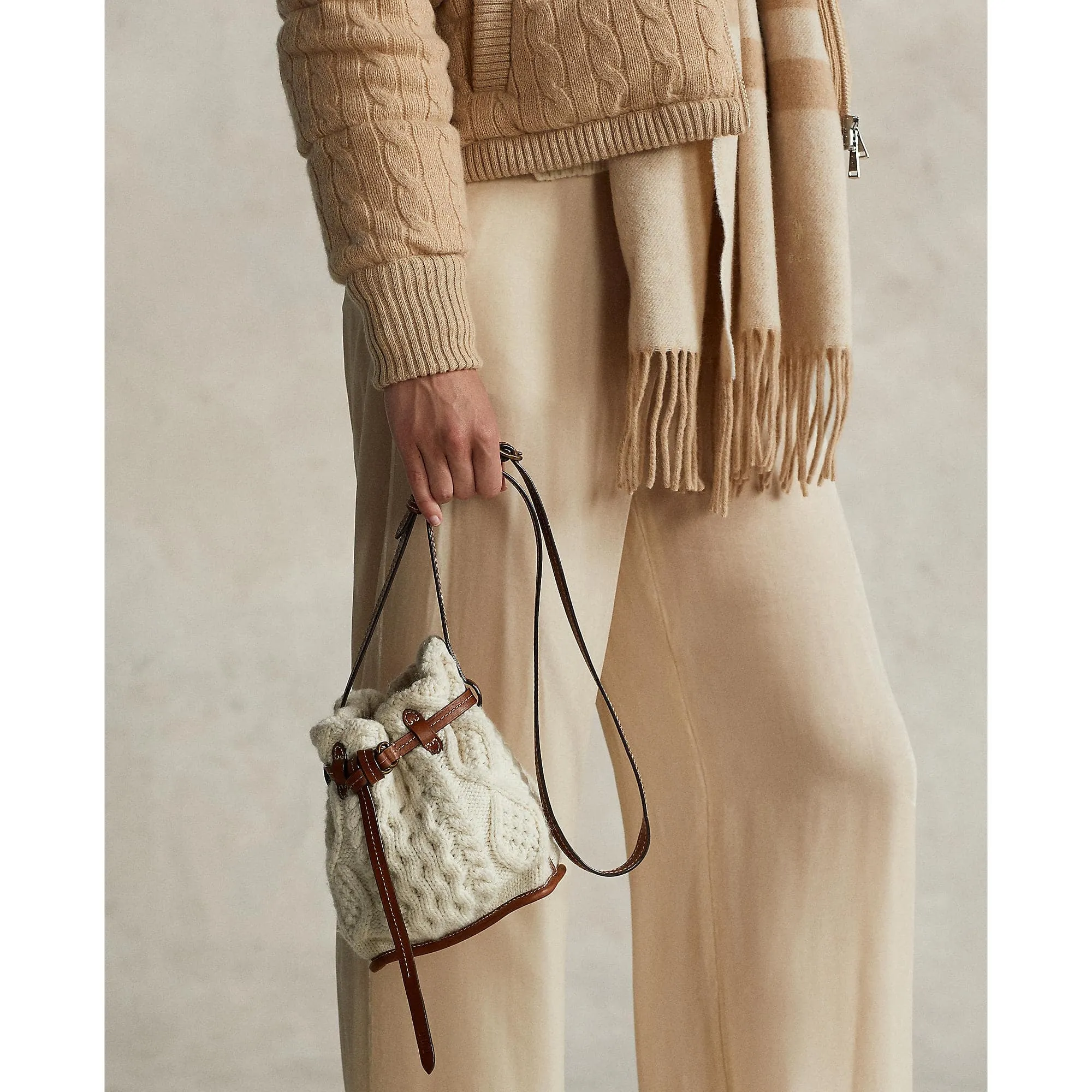Cable-Knit Mini Bellport Bucket Bag