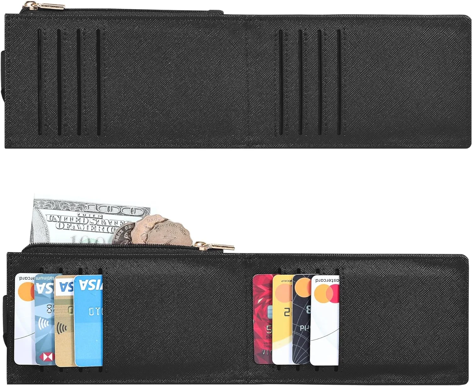 Chelmon Womens Wallet Slim RFID Blocking Bifold Multi Card Case Wallet with Zipper Pocket (Black)
