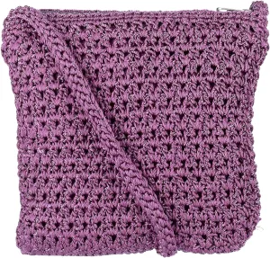 CTM Women's Crochet Crossbody Handbag, Purple