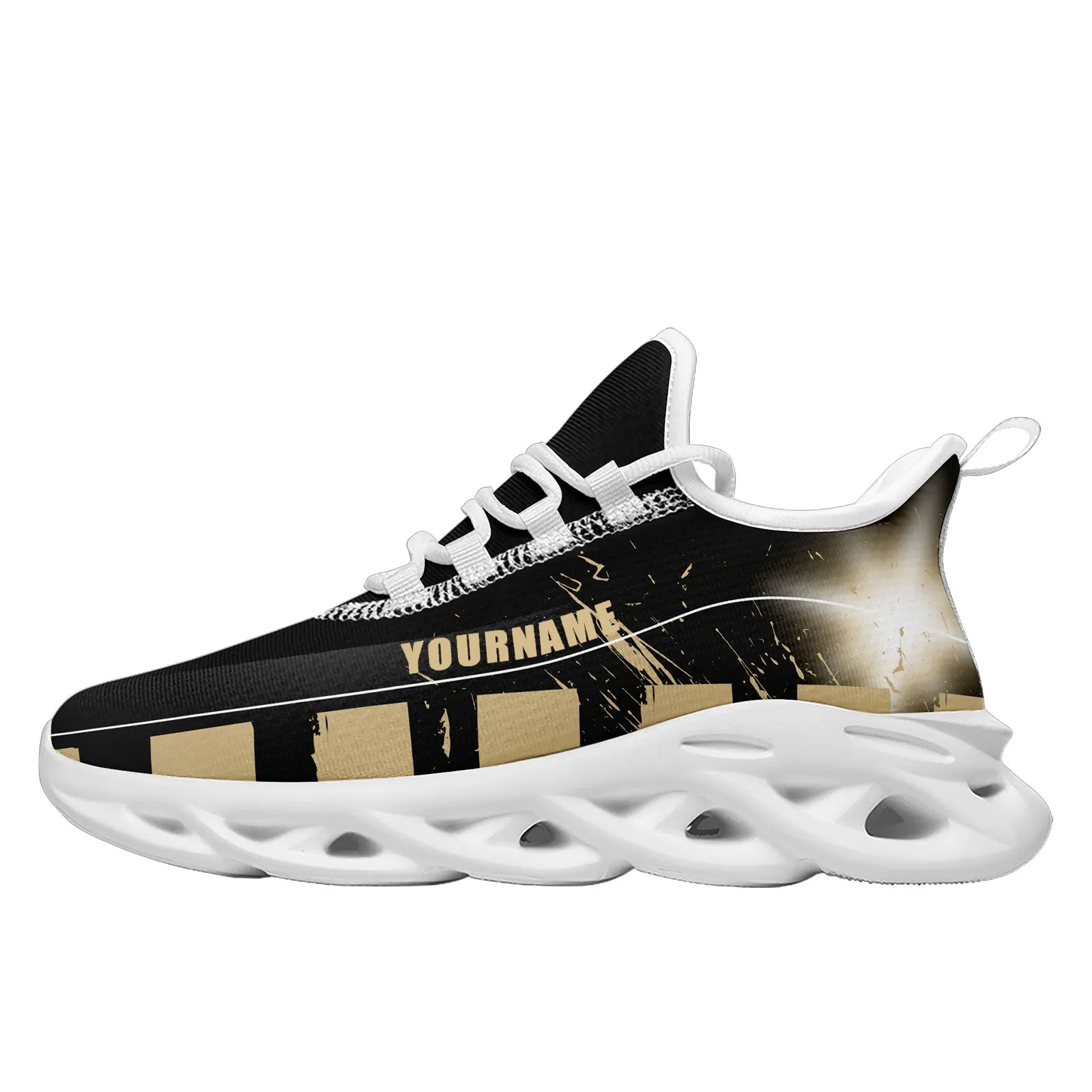 Custom Black Yellow New Orleans Maxsoul Shoes Personalized Sneaker FN003-D020260-19
