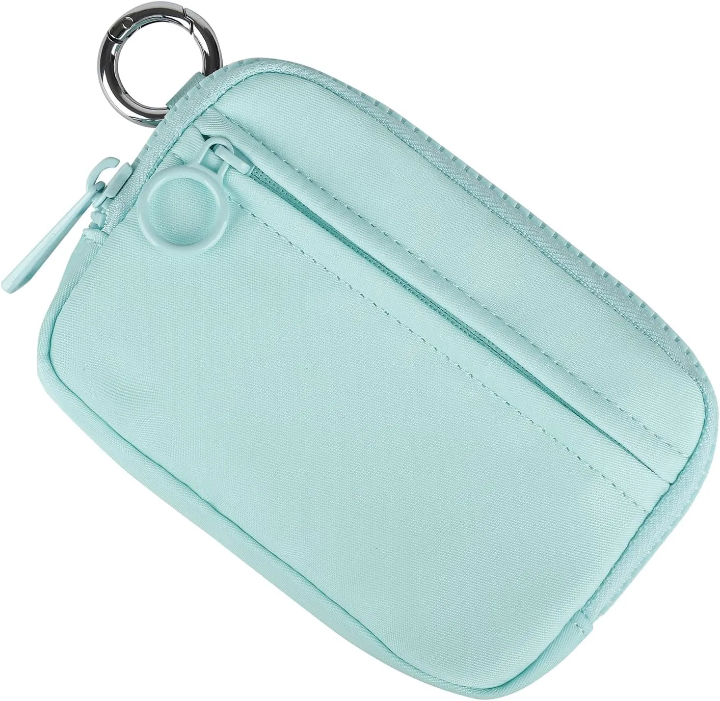 Didida The Iris Wallet Zip Card Case with ID Window Purses for Women Coin Purse with Zipper Mini Portable Keychain Wallet, Aqua Sky