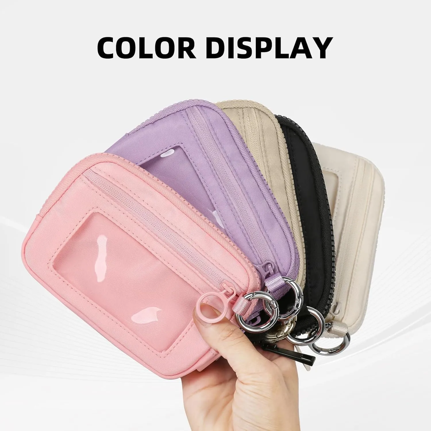 Didida The Iris Wallet Zip Card Case with ID Window Purses for Women Coin Purse with Zipper Mini Portable Keychain Wallet, Aqua Sky
