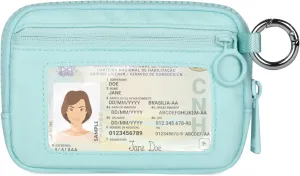 Didida The Iris Wallet Zip Card Case with ID Window Purses for Women Coin Purse with Zipper Mini Portable Keychain Wallet, Aqua Sky