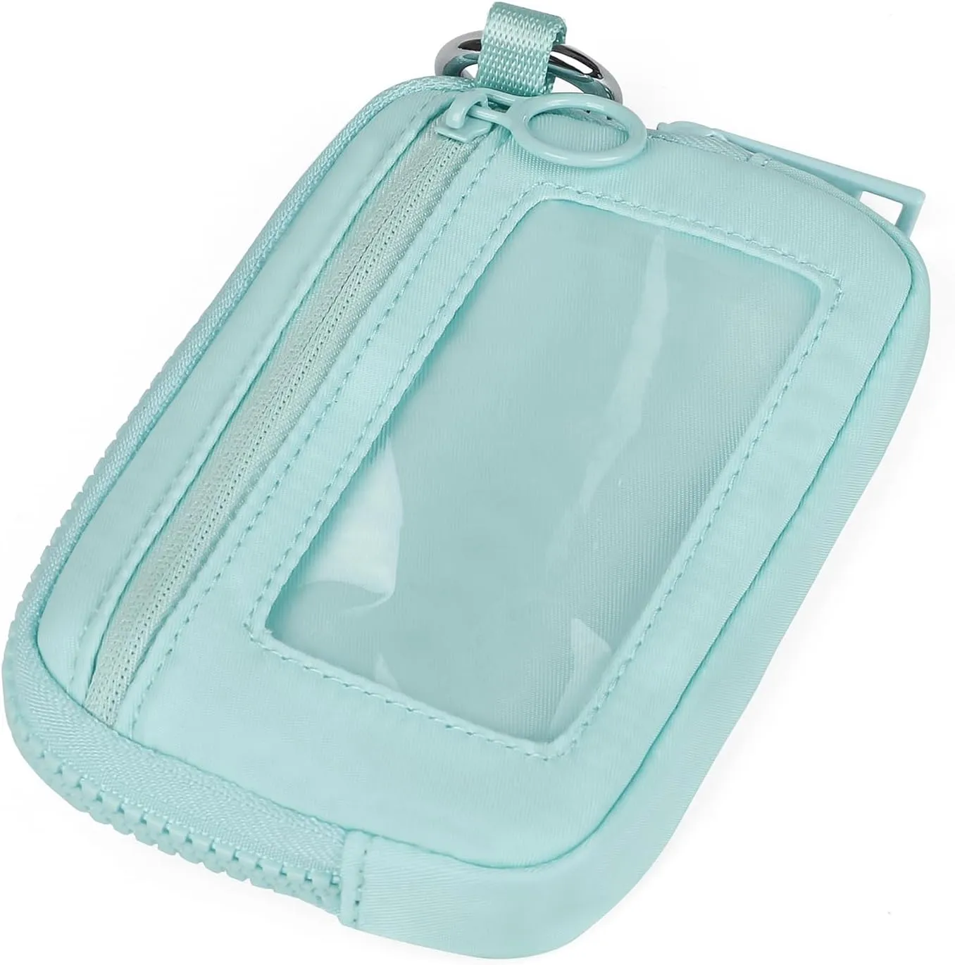 Didida The Iris Wallet Zip Card Case with ID Window Purses for Women Coin Purse with Zipper Mini Portable Keychain Wallet, Aqua Sky