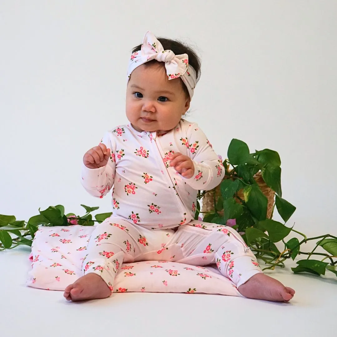 Footless Sleeper with Fold-Over Cuffs - Blushing Blossom