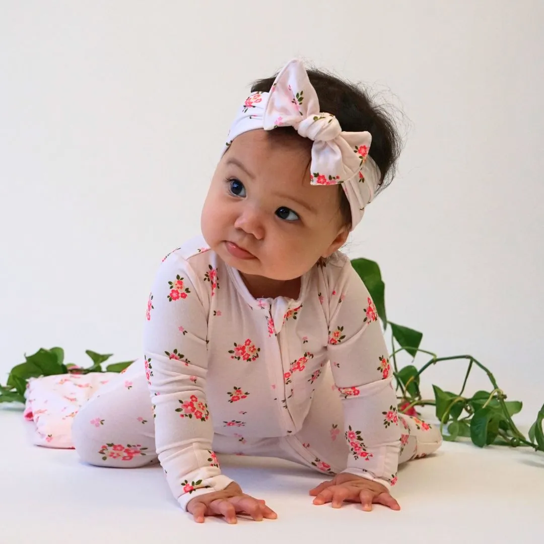 Footless Sleeper with Fold-Over Cuffs - Blushing Blossom