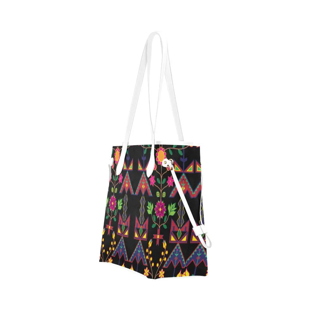 Geometric Floral Spring - Black Clover Canvas Tote Bag