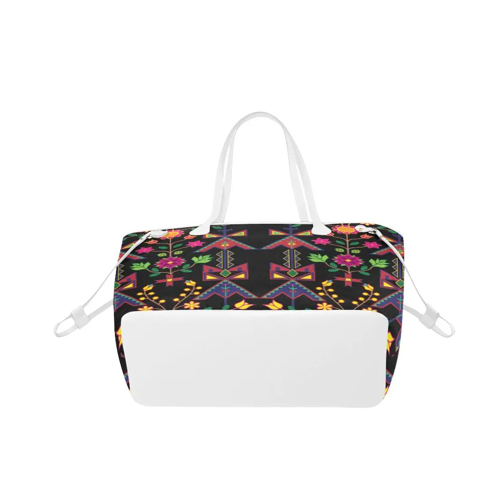 Geometric Floral Spring - Black Clover Canvas Tote Bag
