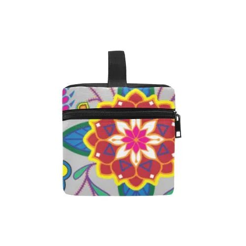 Geometric Floral Winter-Gray Cosmetic Bag/Large