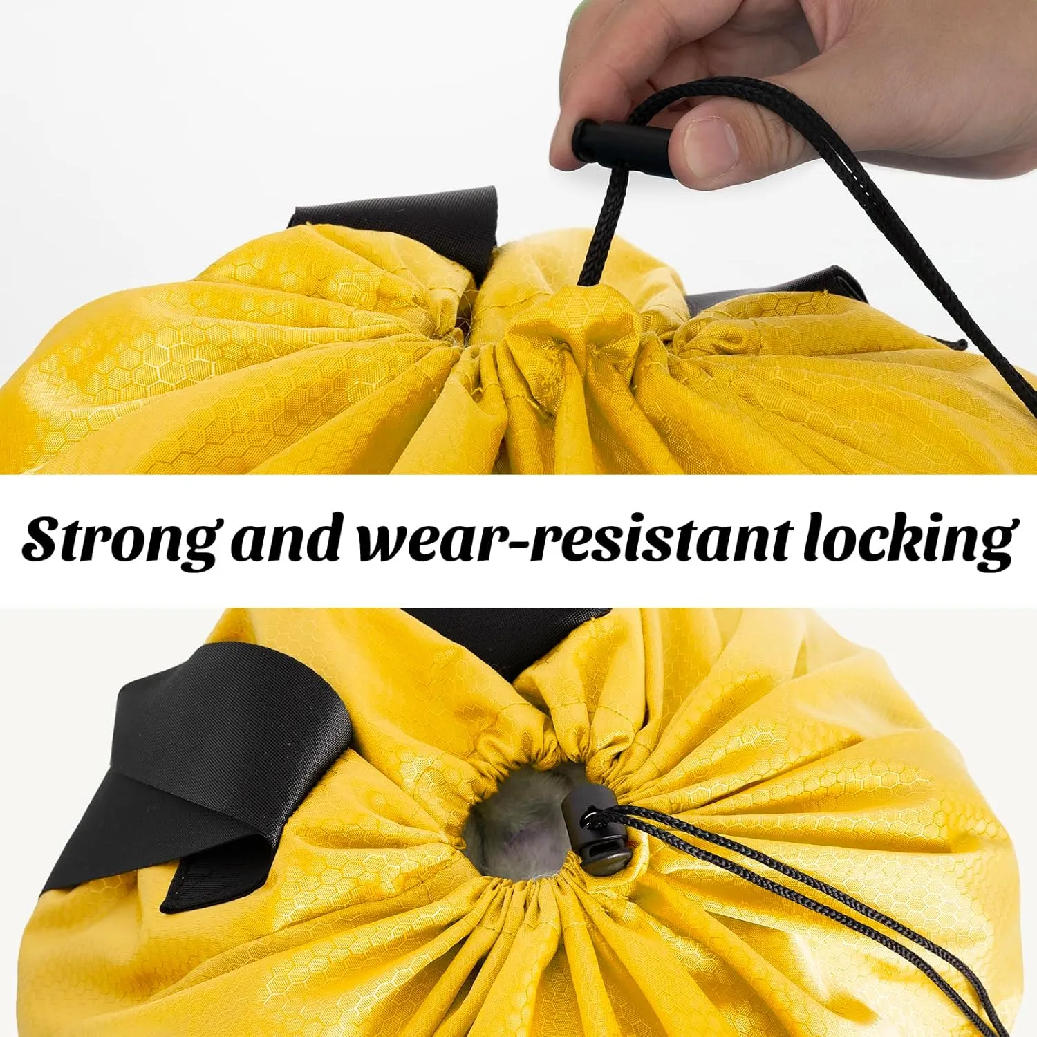 Laundry Bag Backpack Large Travel Laundry Bag with Mesh Pocket & Adjustable Shoulder Straps Portable Backpack Laundry Bag for College Dorm, Apartment, Yellow