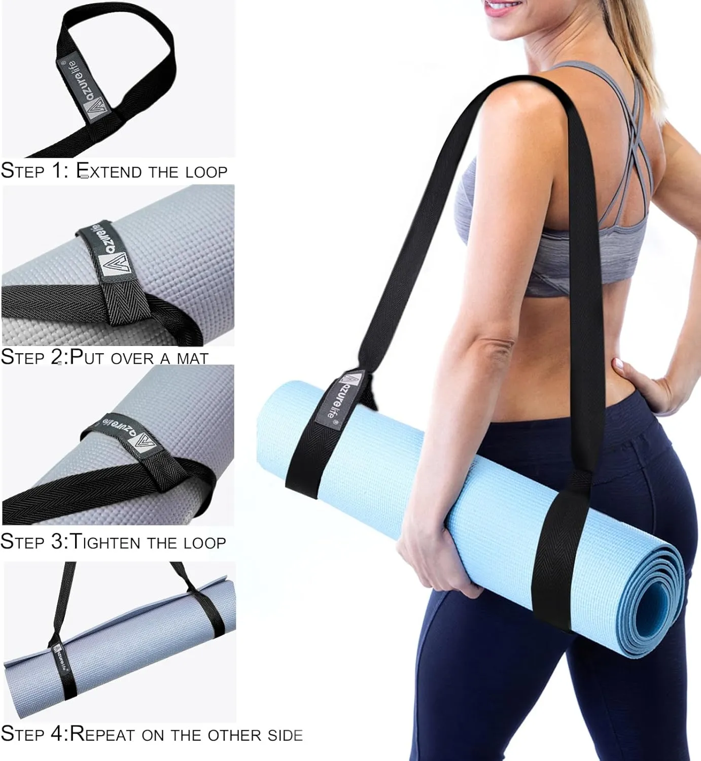 [MAT NOT Included] Yoga Mat Sling, Yoga Mat Straps for Carrying, Easy-Cinch Yoga Mat Holder Strap