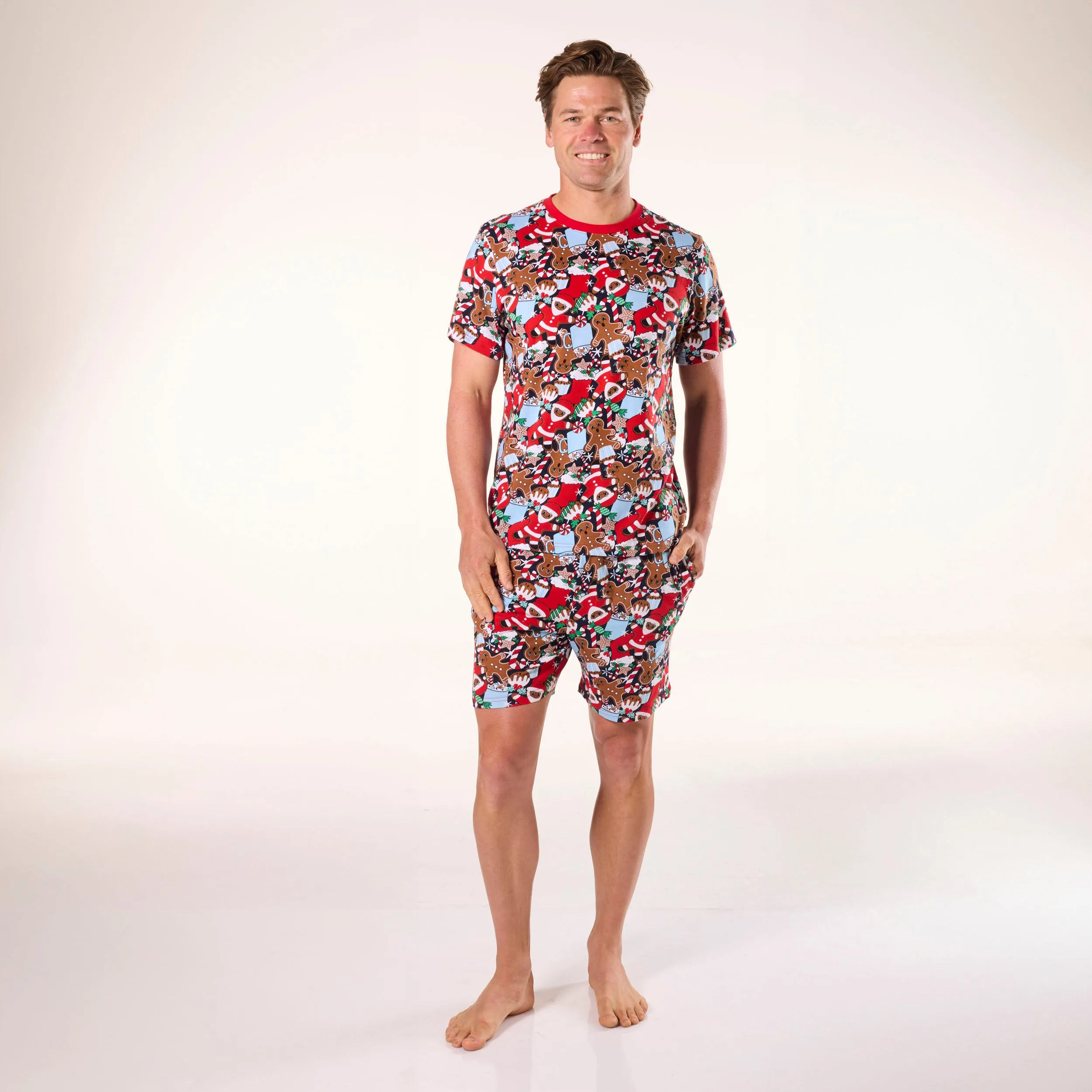 Men's Gingerbread Heaven Cotton Knit Pyjama Set - Red