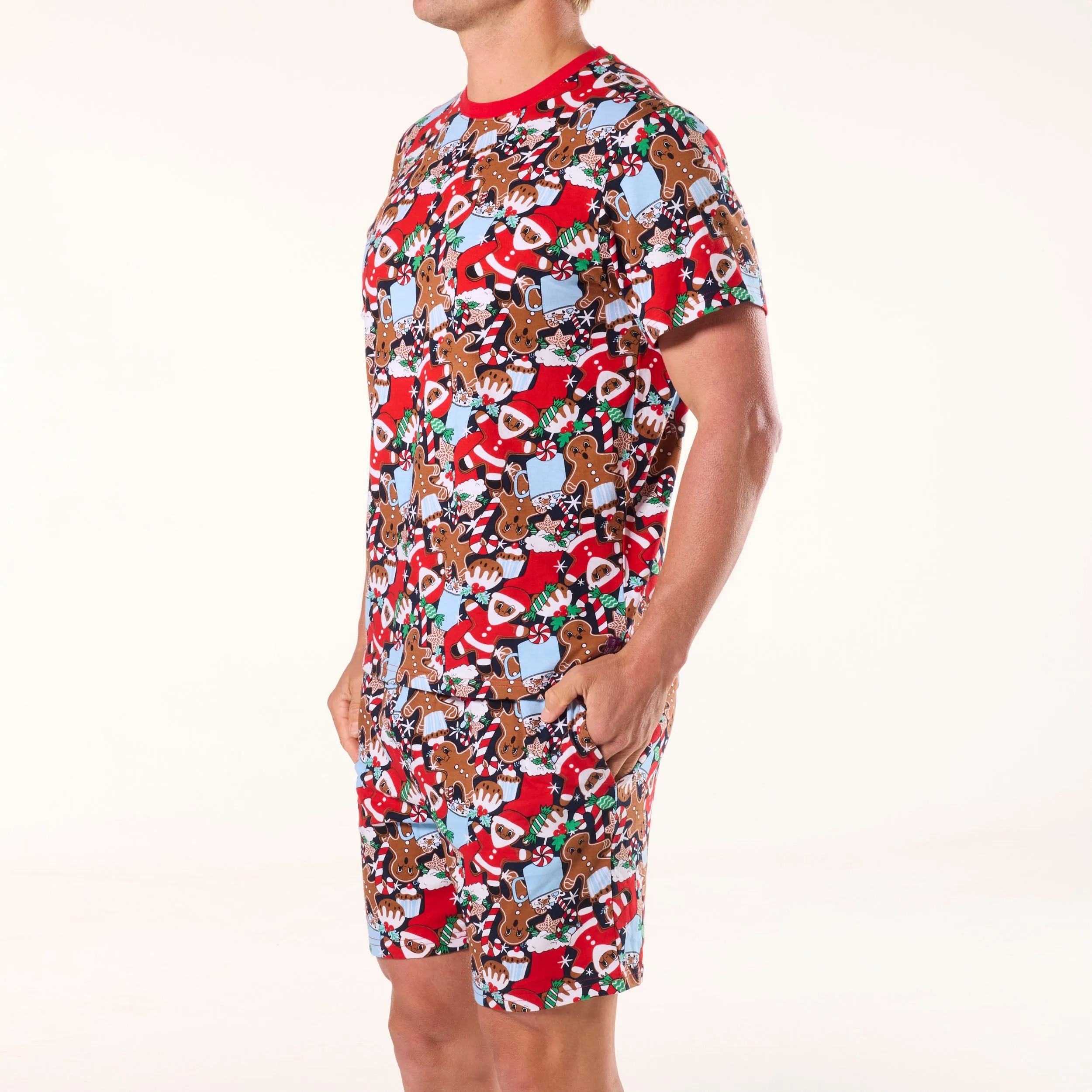 Men's Gingerbread Heaven Cotton Knit Pyjama Set - Red