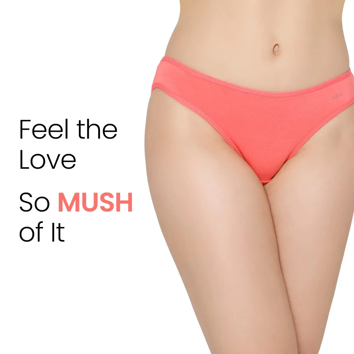 Mush Womens Ultra Soft Bamboo Modal Bikini Brief || Breathable Panties || Anti-Odor, Seamless, Anti Microbial Innerwear Pack of 2 (M, Rose Pink and Black)