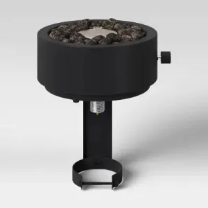 Open Box - Threshold Metal Outdoor Tabletop Propane Fire Pit Lava Rock for Umbrella Hole
