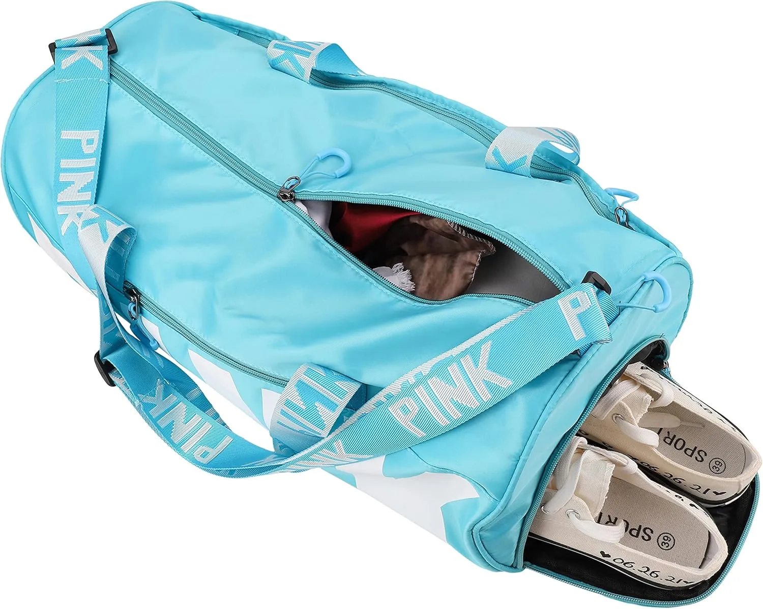 Personalized Gym Bag Custom Embroidered Name Duffel Bag Sports Gym Bag Travel Handbag Holdall Bag Overnight Weekend Shoulder Tote Bag with Shoes Compartment for Swim Sports and Short Trip