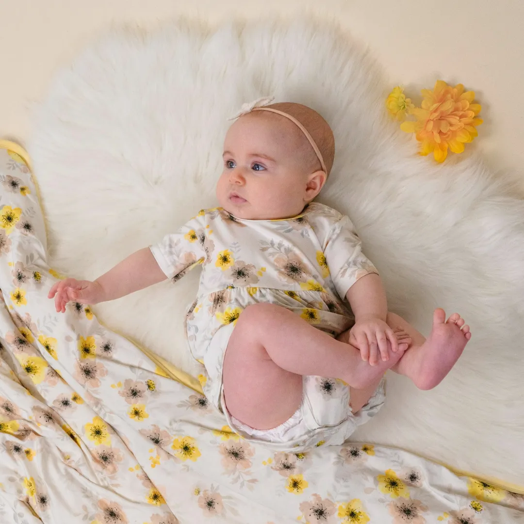 Short Sleeves Skirted Onesie - Sunny Meadow