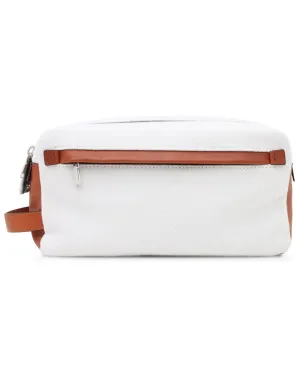 Silver Birch and Cognac Canvas Dopp Kit