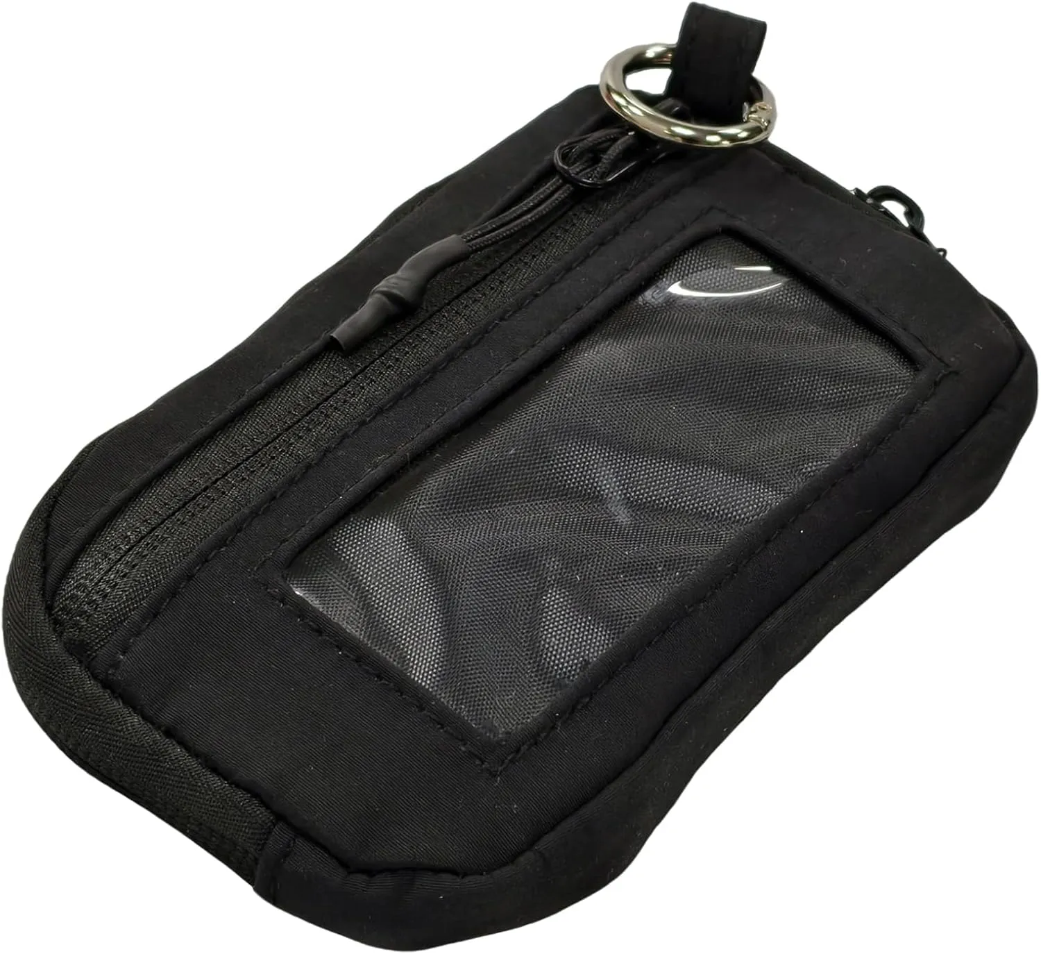The Iris' Wallet 2nd Gen, 63.6" The Iris Pouch Wristlet, Zippered Card Case With Id Window/Hand strap (black)