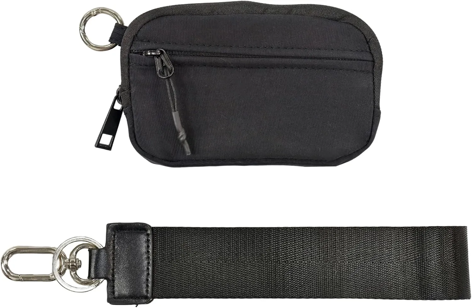 The Iris' Wallet 2nd Gen, 63.6" The Iris Pouch Wristlet, Zippered Card Case With Id Window/Hand strap (black)