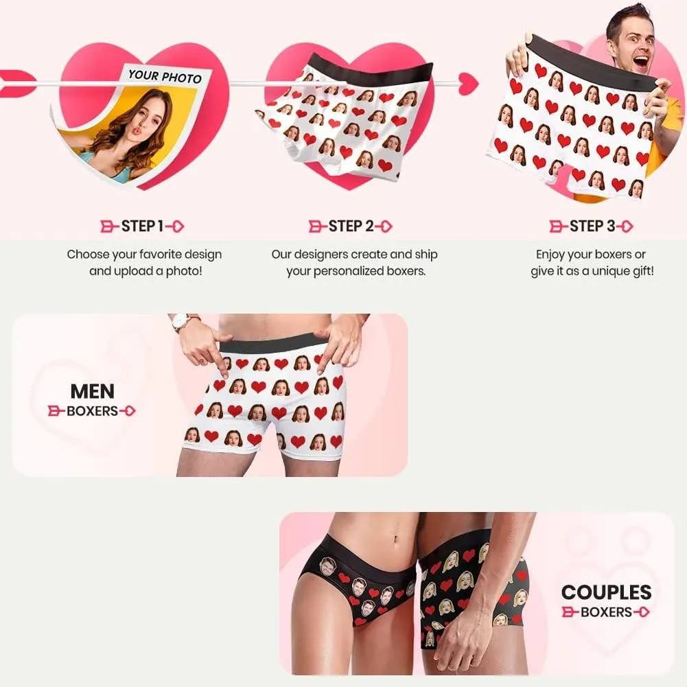 VEELU Personalized Funny Boxers Briefs for Men, Custom Men's Face Underwear Boxer Shorts Great Gift Idea for Boyfriend