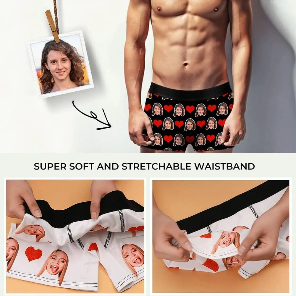VEELU Personalized Funny Boxers Briefs for Men, Custom Men's Face Underwear Boxer Shorts Great Gift Idea for Boyfriend