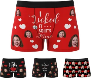 VEELU Personalized Funny Boxers Briefs for Men, Custom Men's Face Underwear Boxer Shorts Great Gift Idea for Boyfriend