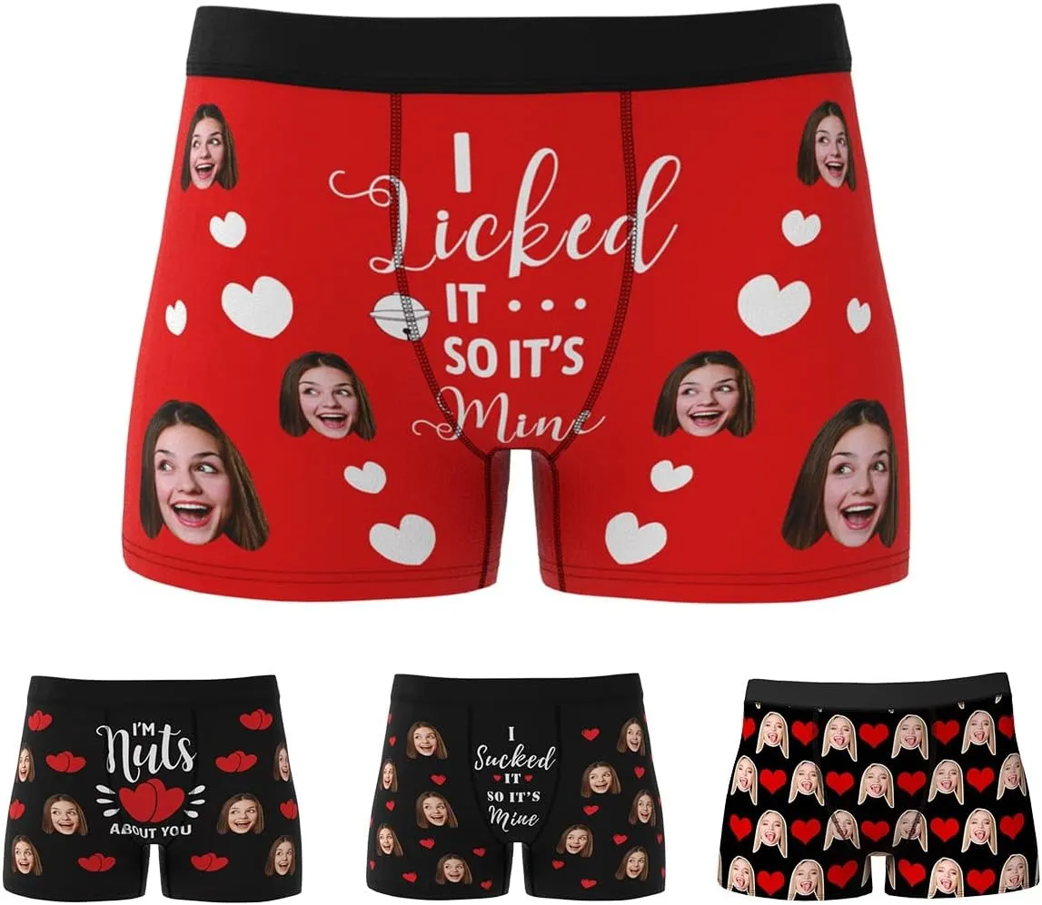 VEELU Personalized Funny Boxers Briefs for Men, Custom Men's Face Underwear Boxer Shorts Great Gift Idea for Boyfriend