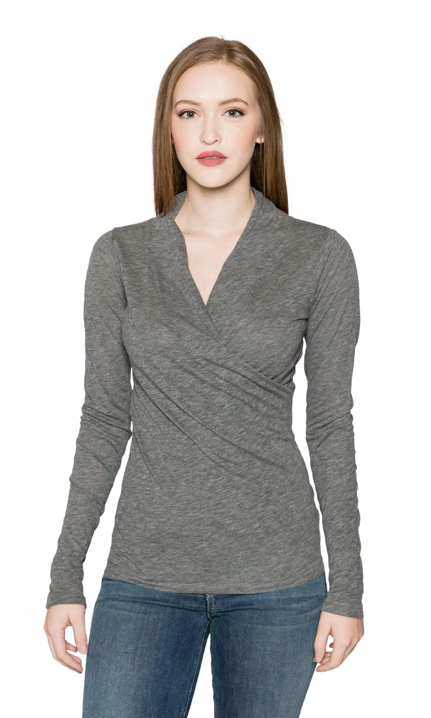 Velvet by Graham & Spencer Meri05 Front Wrap Top-Charcoal