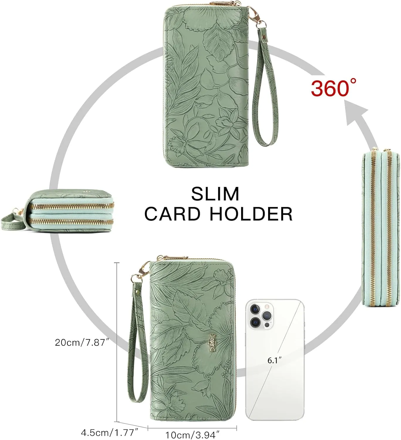 Wallet for Women Clutch Double Zip Around Credit Card Holder Leather Women's Wallet Large Capacity