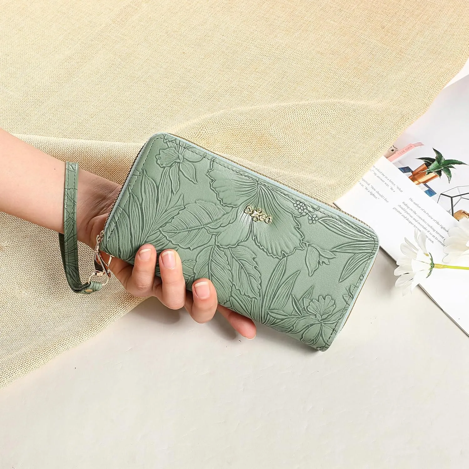 Wallet for Women Clutch Double Zip Around Credit Card Holder Leather Women's Wallet Large Capacity